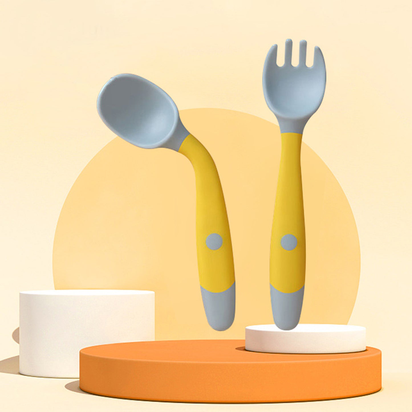 Silicone Spoon for Baby Utensils Set Auxiliary Food Toddler Learn To Eat Training Bendable Soft Fork Infant Children Tableware