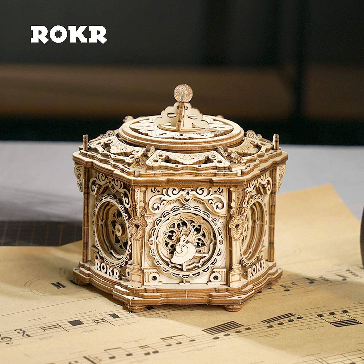 Wooden Puzzle Box DIY Mechanical Music Box Kit 3D