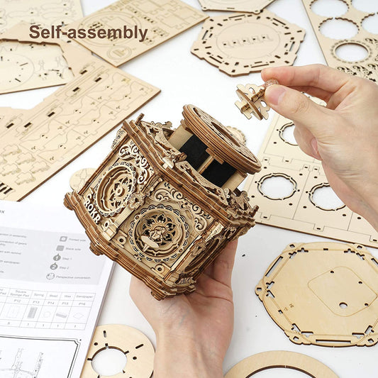 Wooden Puzzle Box DIY Mechanical Music Box Kit 3D